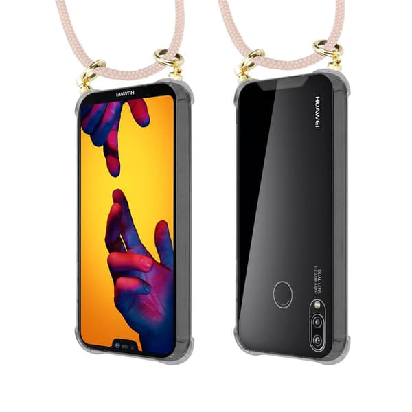 Deksel med kedja for Huawei P20 LITE 2018 / NOVA 3E Case med gullringer, ledningsstropp og avtakbart etui