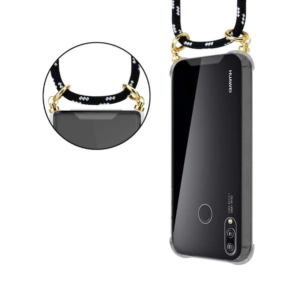 Deksel med kedja for Huawei P20 LITE 2018 / NOVA 3E Case med gullringer, ledningsstropp og avtakbart etui