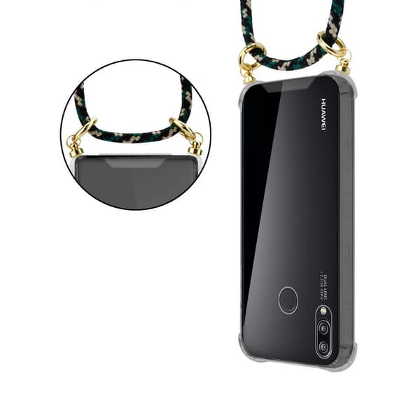 Deksel med kedja for Huawei P20 LITE 2018 / NOVA 3E Case med gullringer, ledningsstropp og avtakbart etui