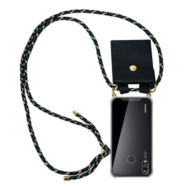 Deksel med kedja for Huawei P20 LITE 2018 / NOVA 3E Case med gullringer, ledningsstropp og avtakbart etui