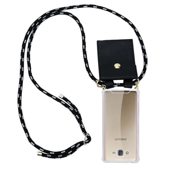 Samsung Galaxy J7 2015 Suojakuori ketju Silikoni suojakotelo Gold Rings johto hihna ja irrotettava asia