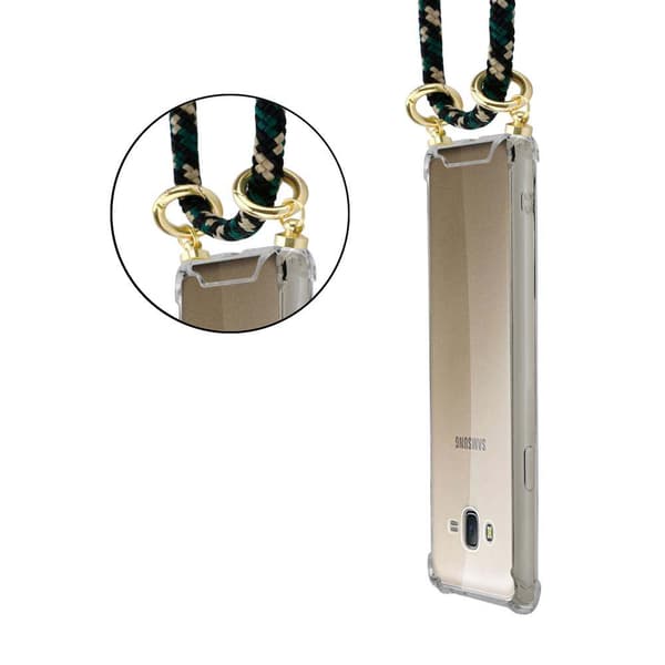 Samsung Galaxy J7 2015 Suojakuori ketju Silikoni suojakotelo Gold Rings johto hihna ja irrotettava asia
