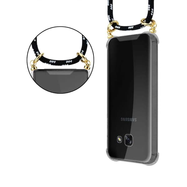 Deksel med kedja for Samsung Galaxy A3 2017 Case med gullringer, ledningsstropp og avtakbart etui