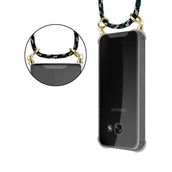 Deksel med kedja for Samsung Galaxy A3 2017 Case med gullringer, ledningsstropp og avtakbart etui