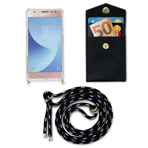 Samsung Galaxy J5 2017 Suojakuori ketju Silikoni suojakotelo Gold Rings johto hihna ja irrotettava asia