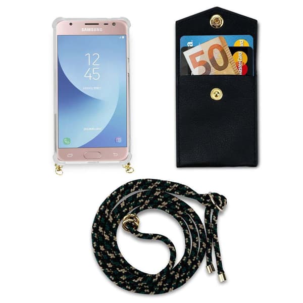 Samsung Galaxy J5 2017 Suojakuori ketju Silikoni suojakotelo Gold Rings johto hihna ja irrotettava asia