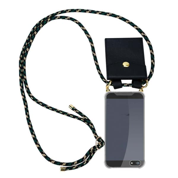 Deksel med kedja for iPhone 5 / 5S / SE 2016 Case med gullringer, ledningsstropp og avtakbart etui