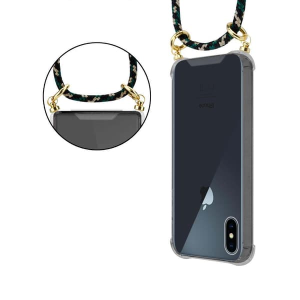 iPhone XS MAX Suojakuori ketju Silikoni suojakotelo Gold Rings johto hihna ja irrotettava asia
