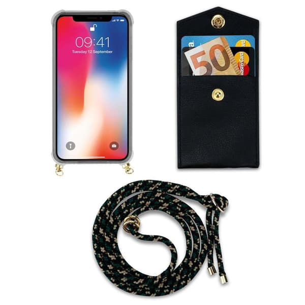 iPhone XS MAX Suojakuori ketju Silikoni suojakotelo Gold Rings johto hihna ja irrotettava asia