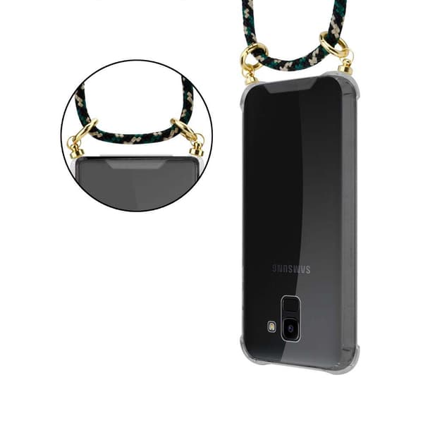 Samsung Galaxy J6 2018 Suojakuori ketju Silikoni suojakotelo Gold Rings johto hihna ja irrotettava asia