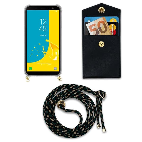 Samsung Galaxy J6 2018 Suojakuori ketju Silikoni suojakotelo Gold Rings johto hihna ja irrotettava asia