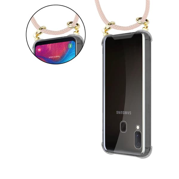 Deksel med kedja for Samsung Galaxy A10e / A20e Case med gullringer, ledningsstropp og avtakbart etui