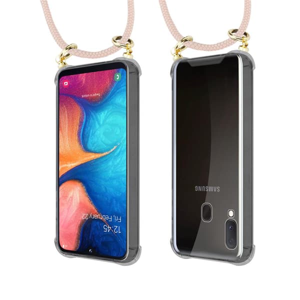 Deksel med kedja for Samsung Galaxy A10e / A20e Case med gullringer, ledningsstropp og avtakbart etui