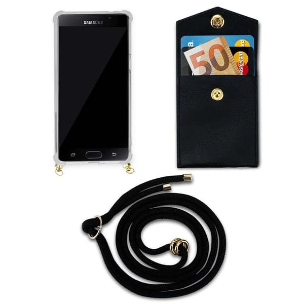 Deksel med kedja for Samsung Galaxy A5 2016 Case med gullringer, ledningsstropp og avtakbart etui