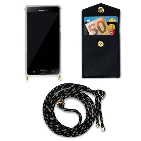 Deksel med kedja for Samsung Galaxy A5 2016 Case med gullringer, ledningsstropp og avtakbart etui