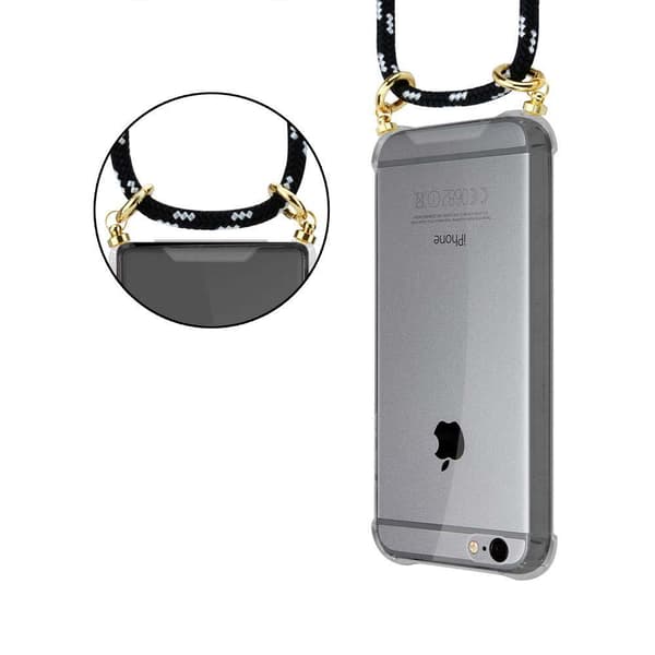Deksel med kedja for iPhone 6 / 6S Case med gullringer, ledningsstropp og avtakbart etui