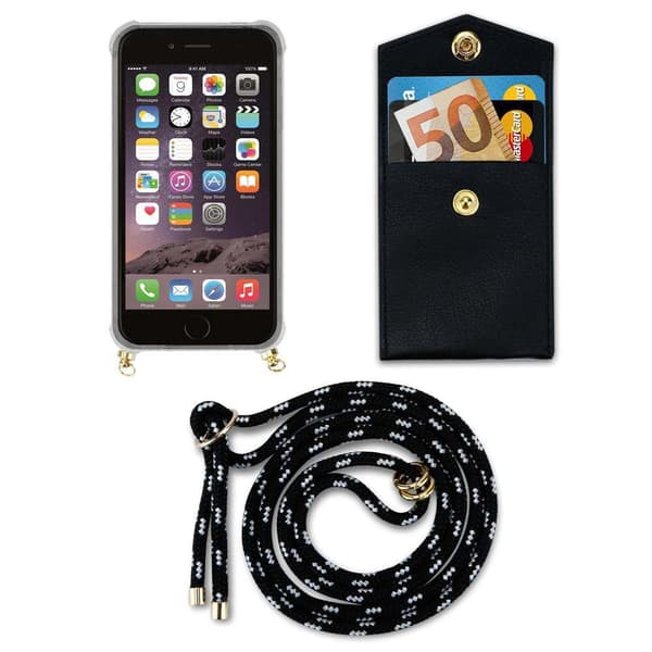 Deksel med kedja for iPhone 6 / 6S Case med gullringer, ledningsstropp og avtakbart etui