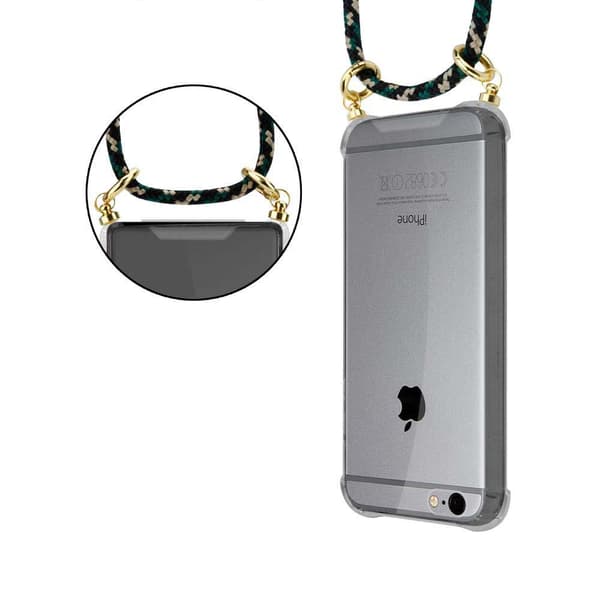 iPhone 6 / 6S Suojakuori ketju Silikoni suojakotelo Gold Rings johto hihna ja irrotettava asia