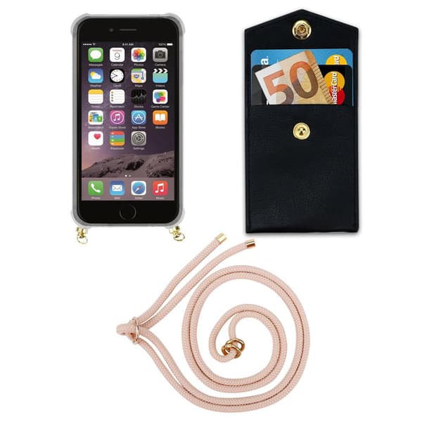 Deksel med kedja for iPhone 6 / 6S Case med gullringer, ledningsstropp og avtakbart etui