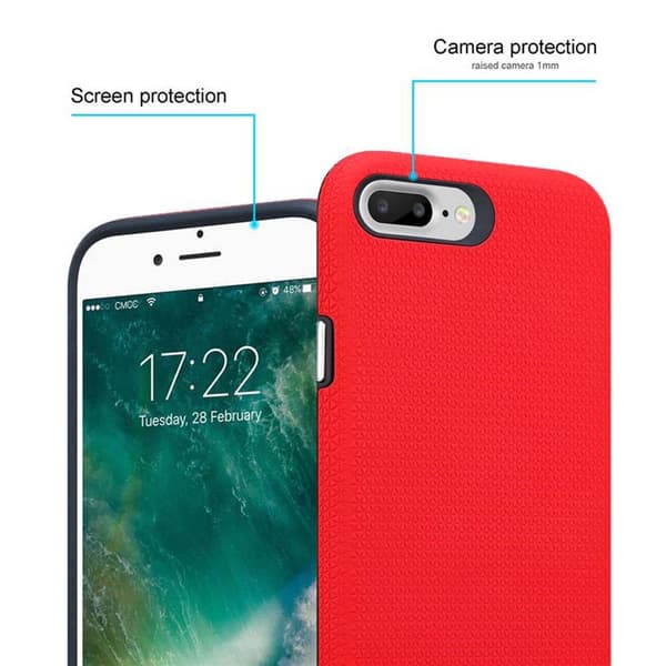 Deksel til iPhone 6 PLUS / 6S PLUS / 7 PLUS / 7S PLUS / 8 PLUS Outdoor Hybrid beskyttelsesdeksel med ekstra grep og sklisikker overflate i