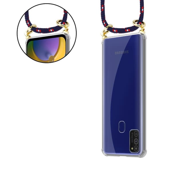 Samsung Galaxy M21 / M30s Suojakuori ketju Silikoni suojakotelo Gold Rings johto hihna ja irrotettava asia