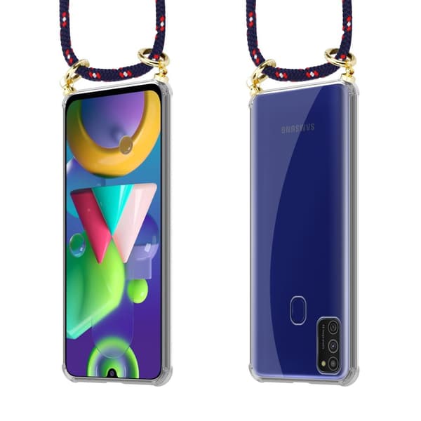 Samsung Galaxy M21 / M30s Suojakuori ketju Silikoni suojakotelo Gold Rings johto hihna ja irrotettava asia