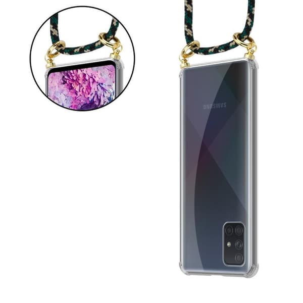 Deksel med kedja for Samsung Galaxy A51 4G / M40s Case med gullringer, ledningsstropp og avtakbart etui