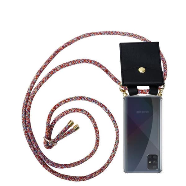 Deksel med kedja for Samsung Galaxy A51 4G / M40s Case med gullringer, ledningsstropp og avtakbart etui