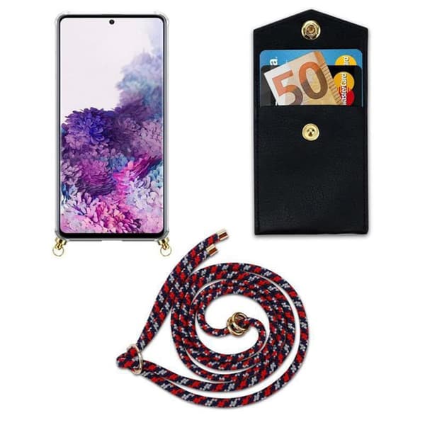 Deksel med kedja for Samsung Galaxy A51 4G / M40s Case med gullringer, ledningsstropp og avtakbart etui