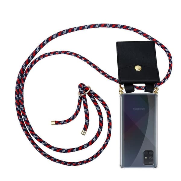 Deksel med kedja for Samsung Galaxy A51 4G / M40s Case med gullringer, ledningsstropp og avtakbart etui