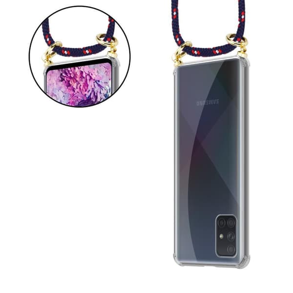 Deksel med kedja for Samsung Galaxy A51 4G / M40s Case med gullringer, ledningsstropp og avtakbart etui