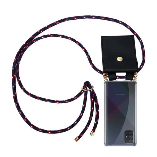 Deksel med kedja for Samsung Galaxy A51 4G / M40s Case med gullringer, ledningsstropp og avtakbart etui