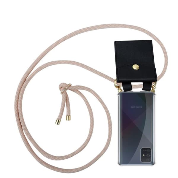 Deksel med kedja for Samsung Galaxy A51 4G / M40s Case med gullringer, ledningsstropp og avtakbart etui