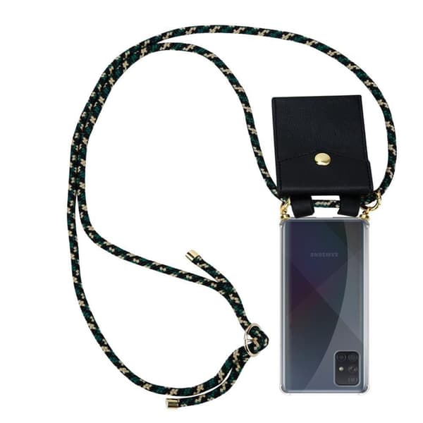 Samsung Galaxy A71 4G Suojakuori ketju Silikoni suojakotelo Gold Rings johto hihna ja irrotettava asia NAAMIOINTI