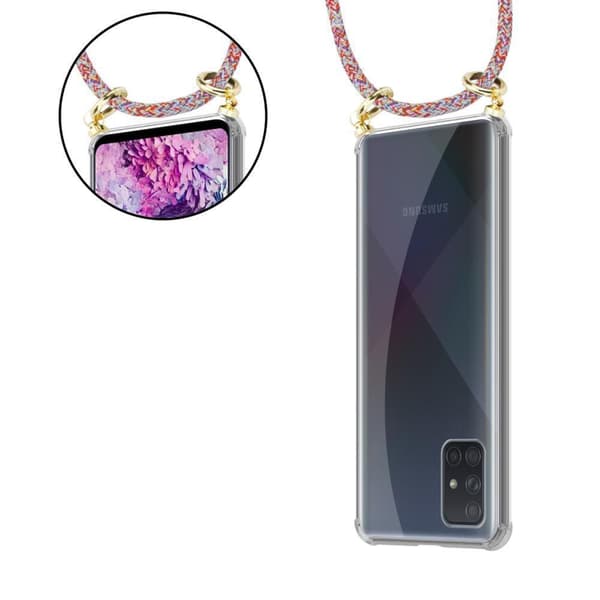 Deksel med kedja for Samsung Galaxy A71 4G Case med gullringer, ledningsstropp og avtakbart etui