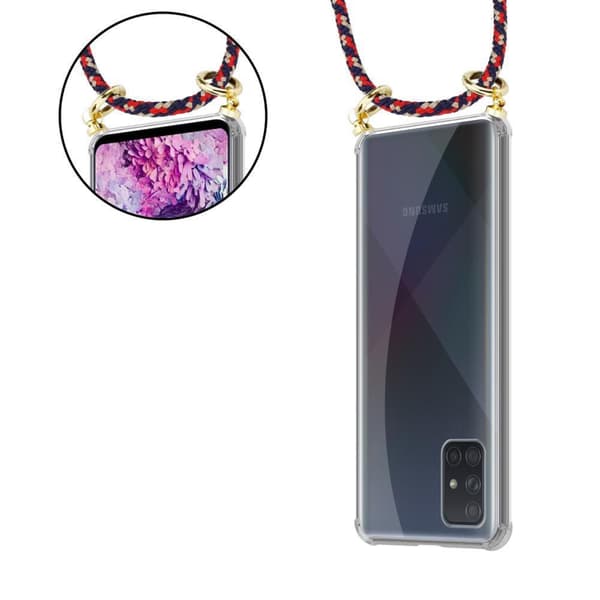 Samsung Galaxy A71 4G Suojakuori ketju Silikoni suojakotelo Gold Rings johto hihna ja irrotettava asia