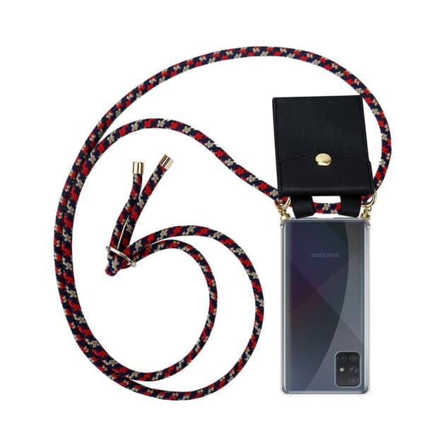 Samsung Galaxy A71 4G Suojakuori ketju Silikoni suojakotelo Gold Rings johto hihna ja irrotettava asia