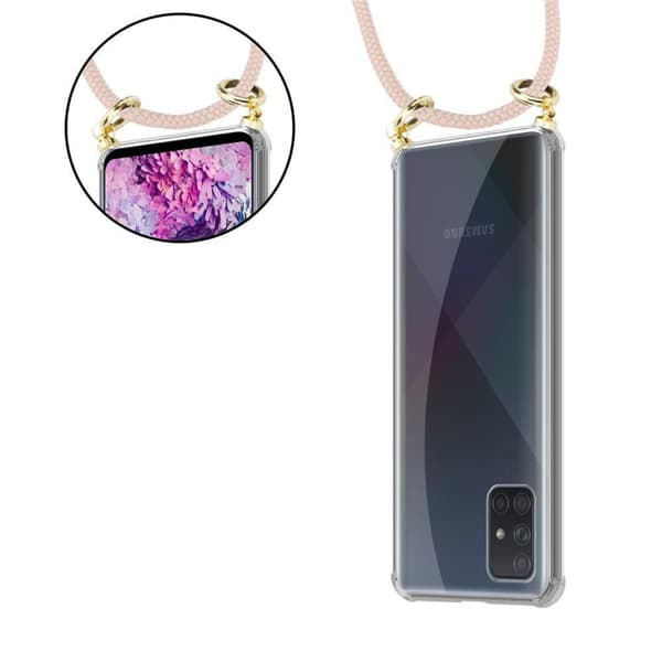 Deksel med kedja for Samsung Galaxy A71 4G Case med gullringer, ledningsstropp og avtakbart etui