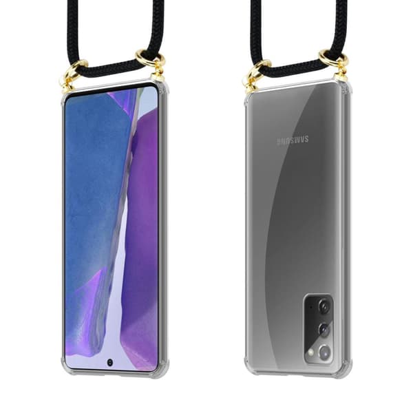 Deksel med kedja for Samsung Galaxy NOTE 20 Case med gullringer, ledningsstropp og avtakbart etui