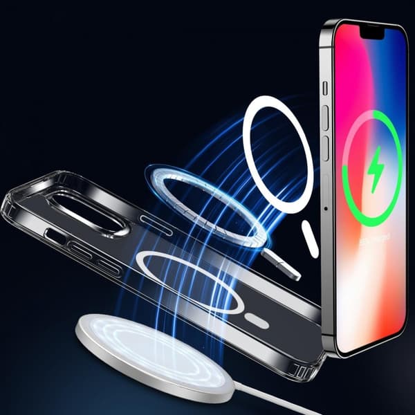 iPhone XR läpinäkyvä iskunvaimenninkotelo, MagSafe-yhteensopiva