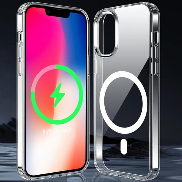iPhone XR läpinäkyvä iskunvaimenninkotelo, MagSafe-yhteensopiva