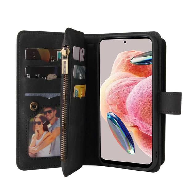 Redmi Note 12 4G multifunktionelt pung etui Lynlås 13-rum