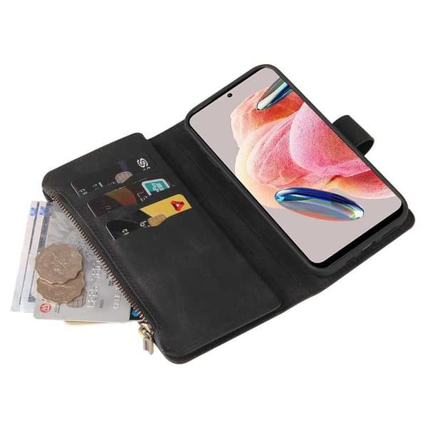 Redmi Note 12 4G multifunktionelt pung etui Lynlås 13-rum
