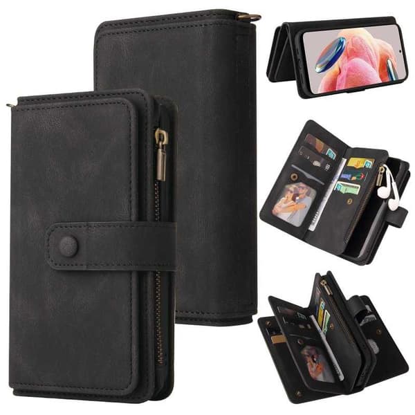 Redmi Note 12 4G multifunktionelt pung etui Lynlås 13-rum