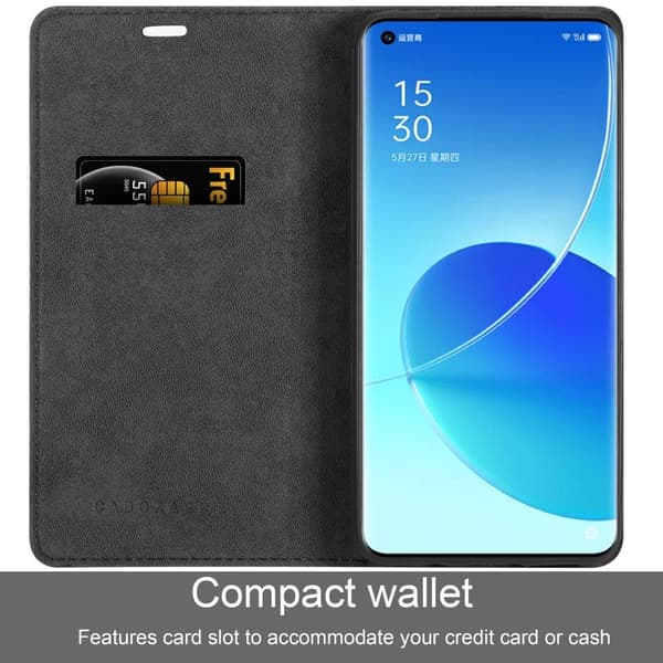 Oppo Reno6 PRO 5G Suojakotelo Suojakuori Lompakkokotelo Matkapuhelinkotelo jossa magneettisuljenta, jalusta-toiminto ja korttitasku