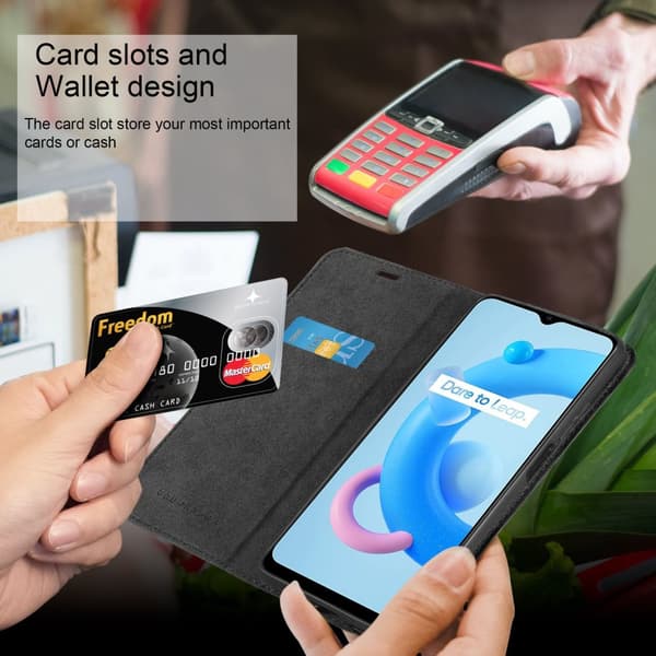 Realme C11 2021 Fodral Skal Plånboksfodral Case med magnetisk stängning, ståfunktion och kortficka