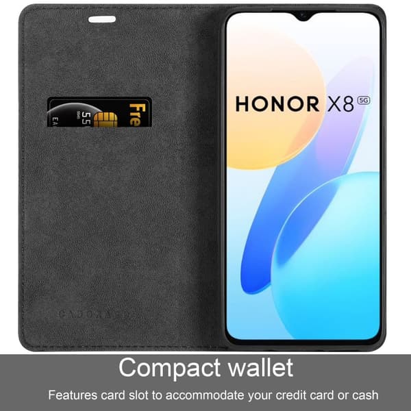 Honor X8 5G Fodral Skal Plånboksfodral Case med magnetisk stängning, ståfunktion och kortficka