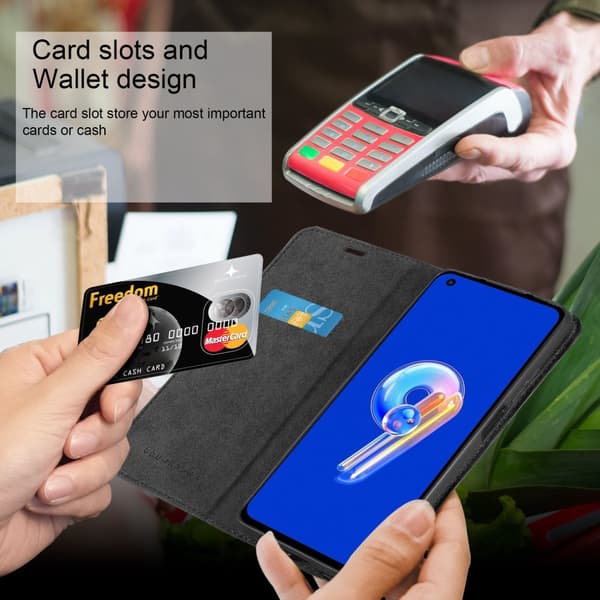 Asus ZenFone 9 Suojakotelo Suojakuori Lompakkokotelo Matkapuhelinkotelo jossa magneettisuljenta, jalusta-toiminto ja korttitasku