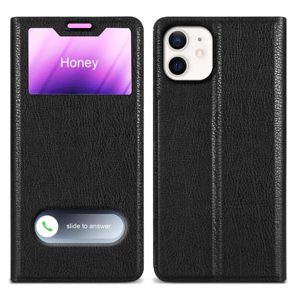 iPhone 12 / 12 PRO Skal Plånboksfodral Fodral Case med magnetisk stängning, ståfunktion och 2 visningsfönster
