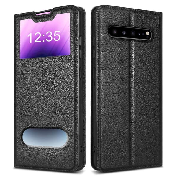 Deksel til Samsung Galaxy S10 5G Lommebokdeksel med magnetisk lukking, stativfunksjon og 2 visningsvinduer
